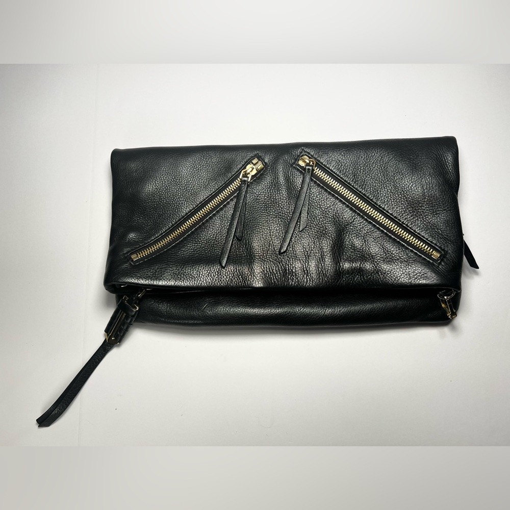 Stella & Dot Covet Waverly Clutch Crossbody Bag Black Leather *See Description*